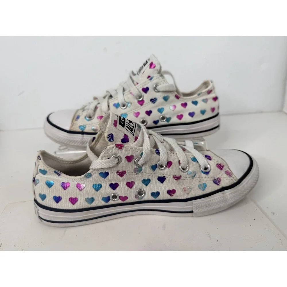 Converse All Star Youth Sz 3 Chuck Taylor Black Multicolor Hearts High Top Shoes
